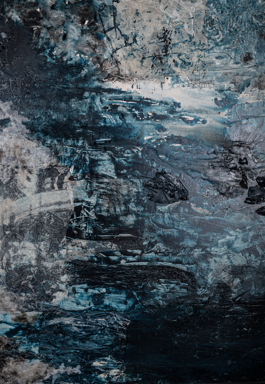 Acrylic, paper, wax, nails, plastic. 100x70 cm. 2021